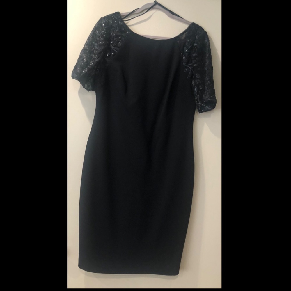 Calvin Klein Black Dress with sequin sleeves